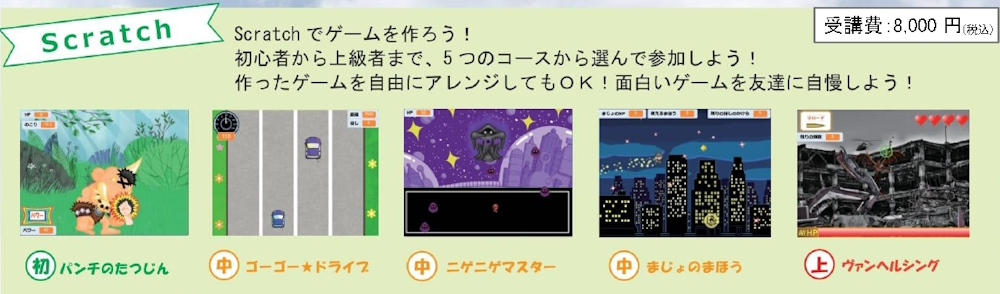 Scratchの５つのコース画像